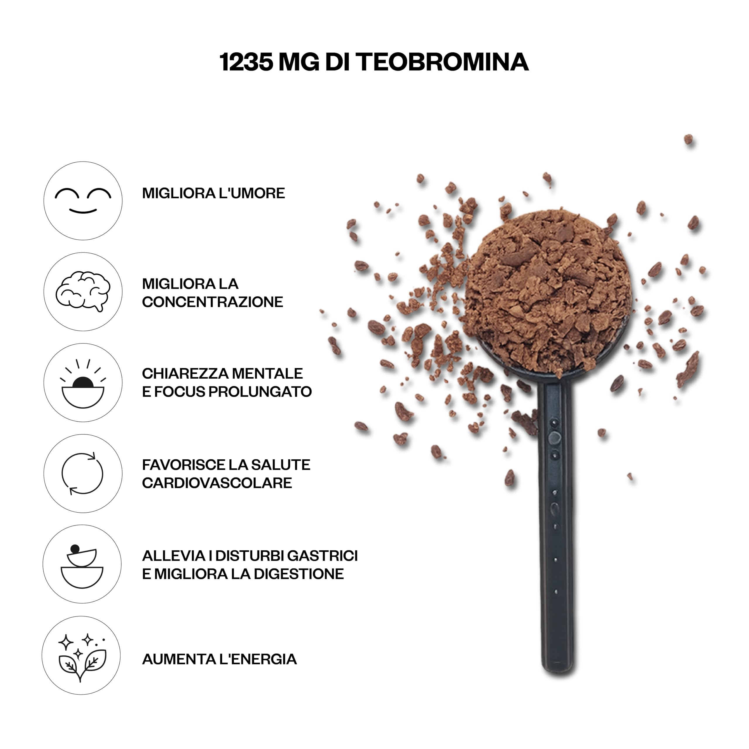 Kaicao Cacao Ceremoniale Focus con Melena di Leone, Cordyceps, Zenzero e Cardamomo - Cacao Puro in Polvere, Origine Ecuador - Senza Zucchero, Vegano, Senza Glutine, Dieta Keto - 200g