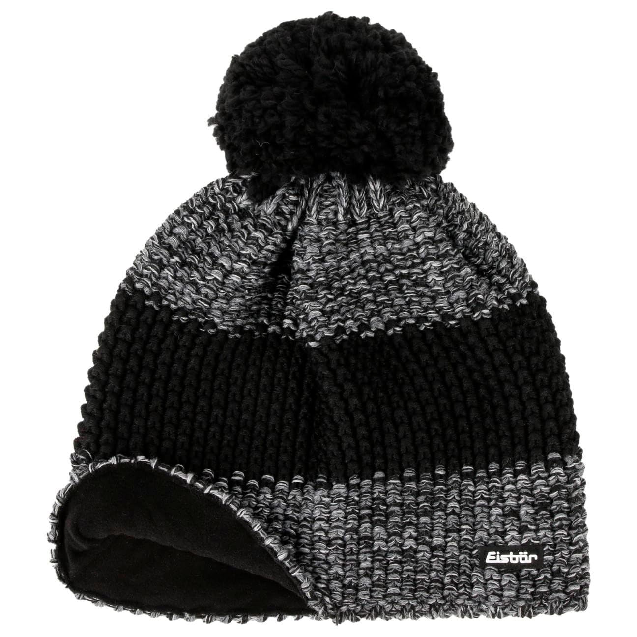 Eisbär Bonnet a Pompon Styler Femme/Homme - Made in The EU de Ski en Tricot pour l'hiver avec Doublure, Doublure Automne-Hiver Hiver