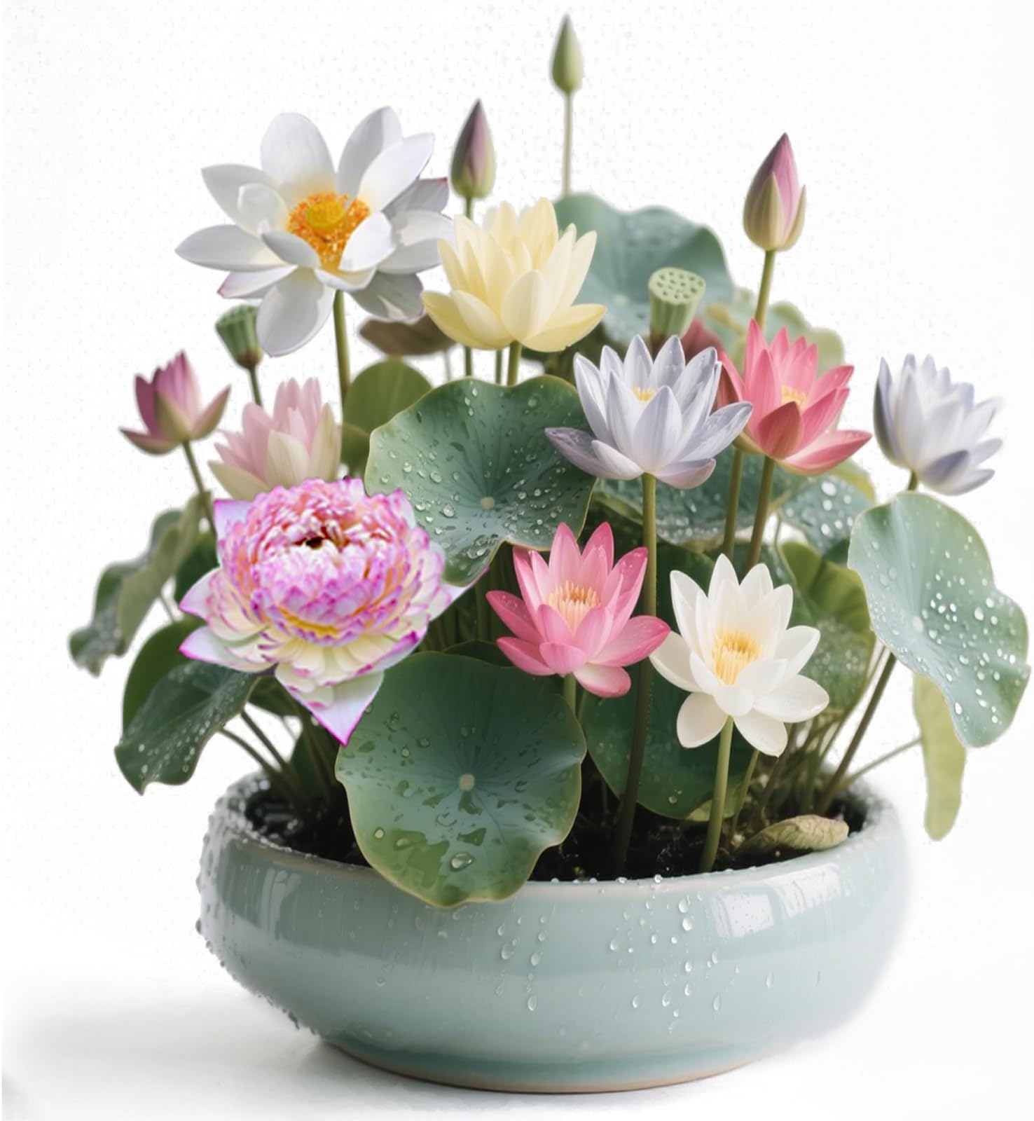 100pcs Lotus Seeds Mixed Colors, 10 Unique Varieties Lotus Seeds for Planting, Includes Detailed Planting Guide, Perfect for Ponds, Water Gardens & Gifts, High Germination, Easy to Grow