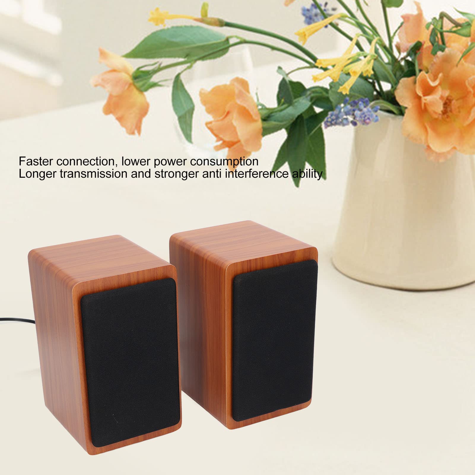 Subwoofer da scrivania, robusto cavo USB, altoparlante Bluetooth per computer portatile domestico, materiale in legno (noce)