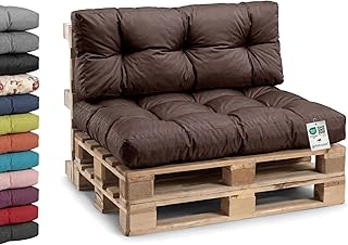 Gutekissen® Palettenkissen Wetterfest, Gartensofakissen, viele Farben und Größen PPI (Set (Sitzkissen 120x80 +Rückenlehne 120x40), Braun-wasserfestes)