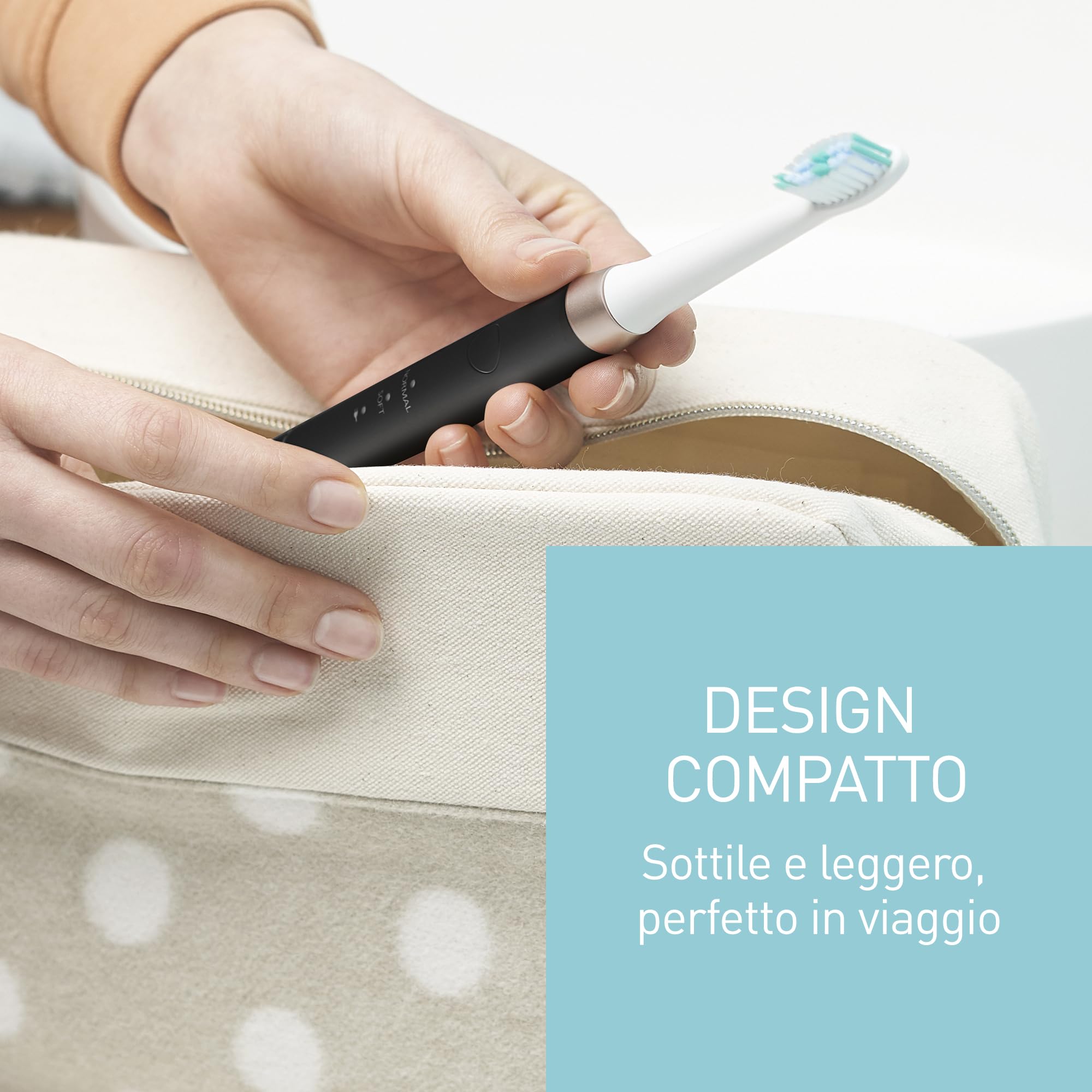 Panasonic EW-DM81-K503 Spazzolino Elettrico, 2 Testine Incluse, Timer, 2 Modalità di Funzionamento, Design Ergonomico, 31.000 Movimenti al Minuto, Vibrazioni Soniche, Nero