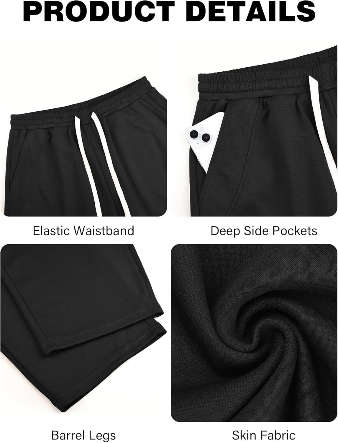 JEMLDL Men's Baggy Sweatpants Wide Leg Barrel Sweat Pants Drawstring Elastic Waist Loose Fit Slacks with Pockets - Image 6