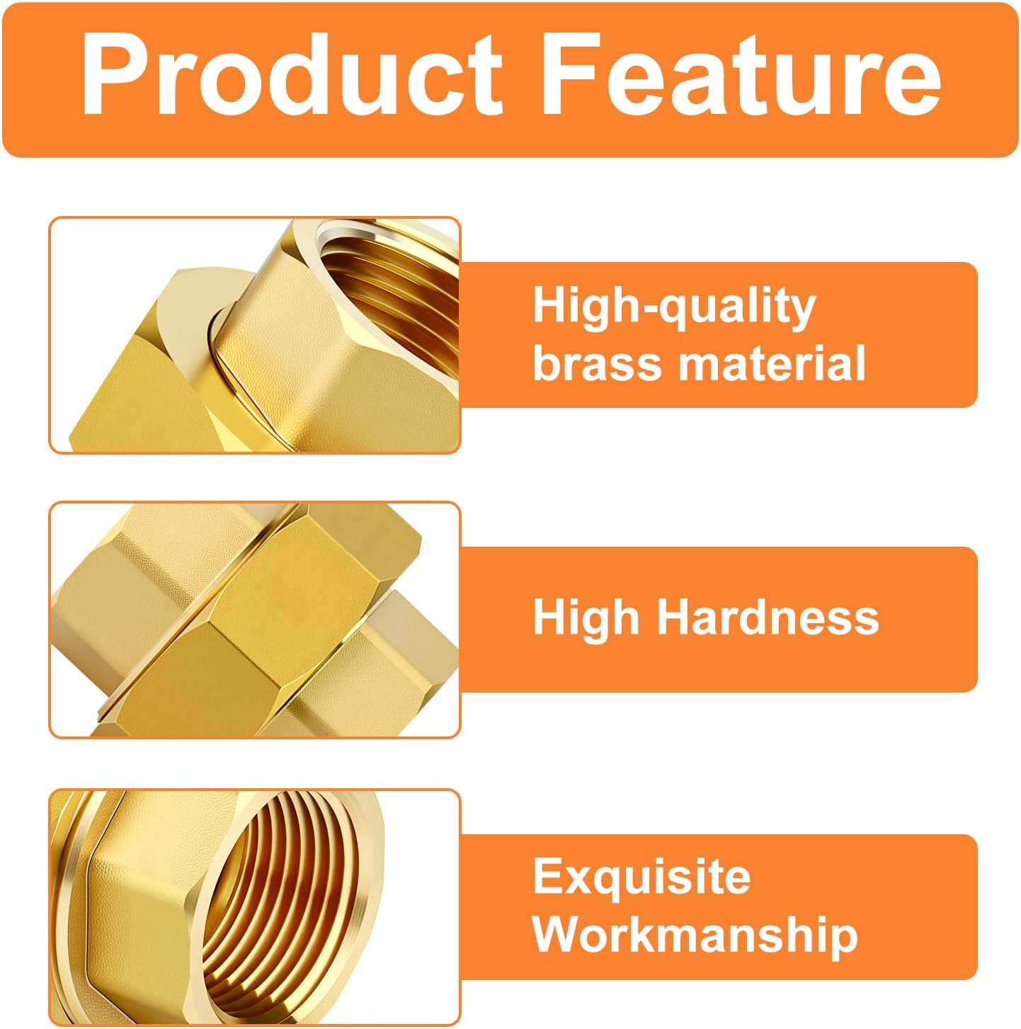 GASHER 2PCS Brass Union, 3/4" NPT Female x 3/4" NPT Female Pipe Fitting are Used for Pipe Connections