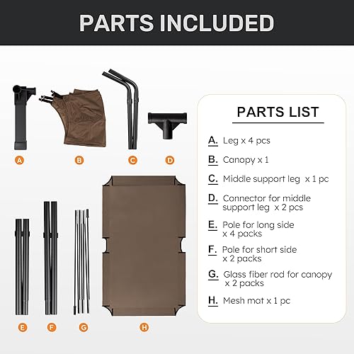 Miniatura 7 de Heeyoo Cama elevada para perros con toldo, cuna portátil para perros con tienda de campaña de sombra extraíble, cuna elevada para mascotas al aire