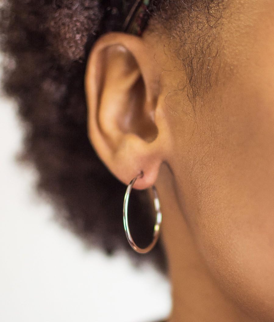 14K White Gold Continuous Endless Hoop Earrings, (1.5mm Tube) image 5