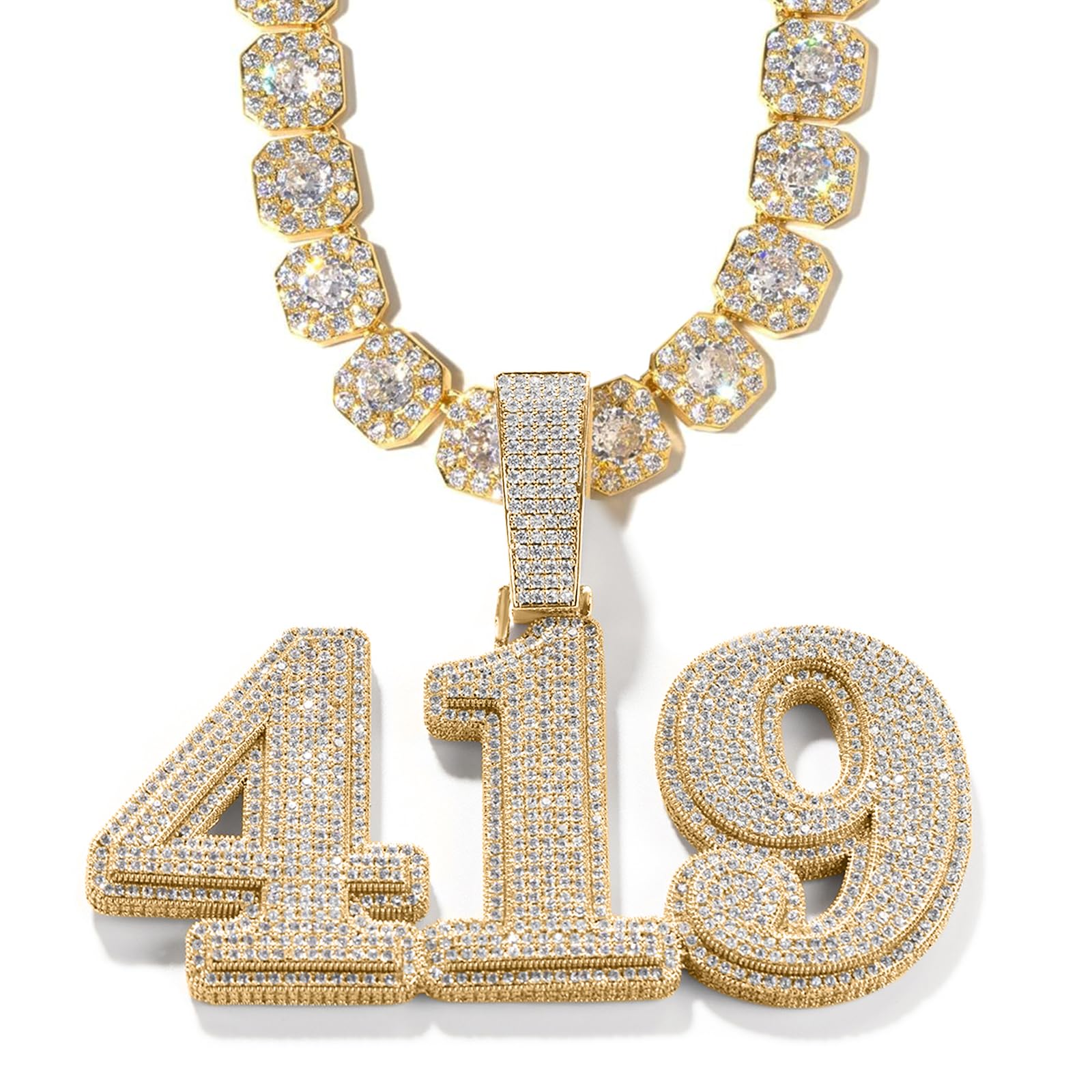 3UMeter Diamond Chain Iced Out Letter Necklace Custom Name Chain Name Plate Necklaces with Rope Chain Custom Name Necklace Hip Hop Pendant for Men