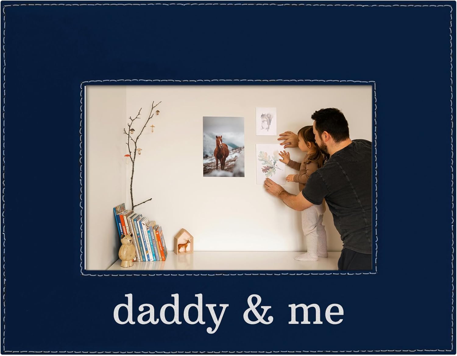 ThisWear Dad Frame Daddy & Me Dad And Son Frame 4x6 Leatherette Photo Frame Black