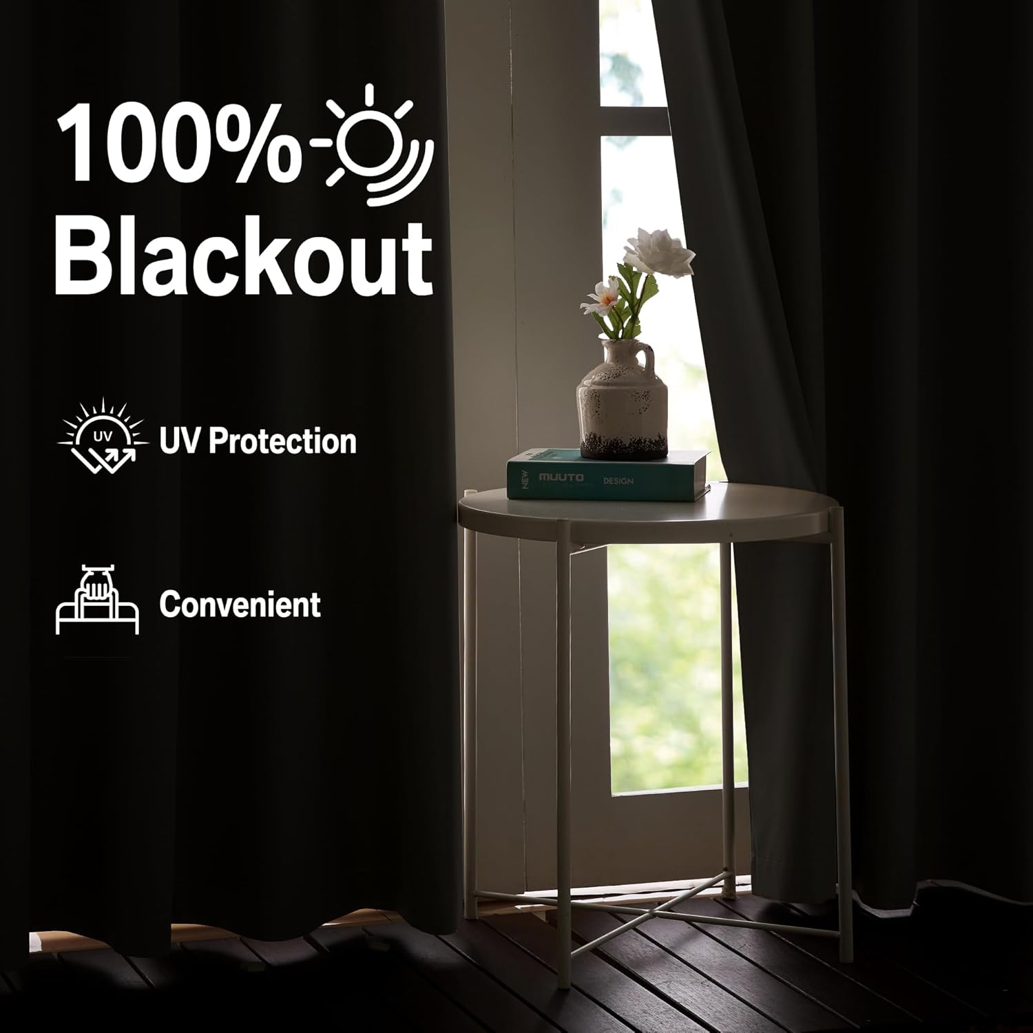 RYB HOME Grey 100% Blackout Curtains 96 inches Long for Bedroom Living Room, Room Darkening Curtains for Apartment Studio, Lightweight Privacy Window Treatment Drapes, W52 x L96, 2 Panels