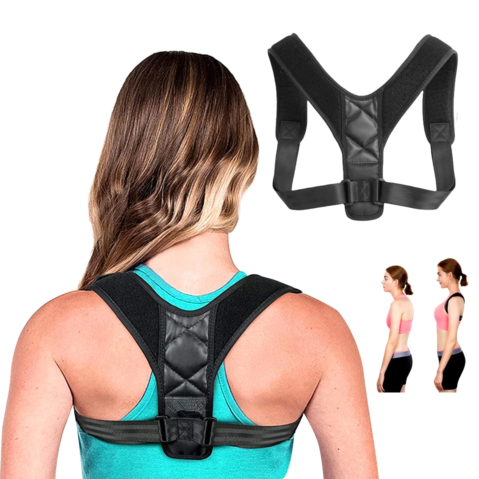 YONEEKSS Posture Corrector Back Brace for Women and Men, Adjustable Shoulder Straightener Support Belt, Neck and Back Pain Relie