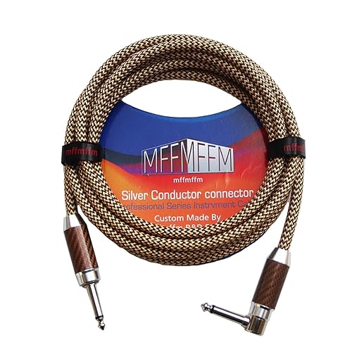 Cable para instrumentos de audio de 20 pies, cable AMP para guitarra eléctrica, cable de guitarra de 14 de pulgada para audio profesional, tweed