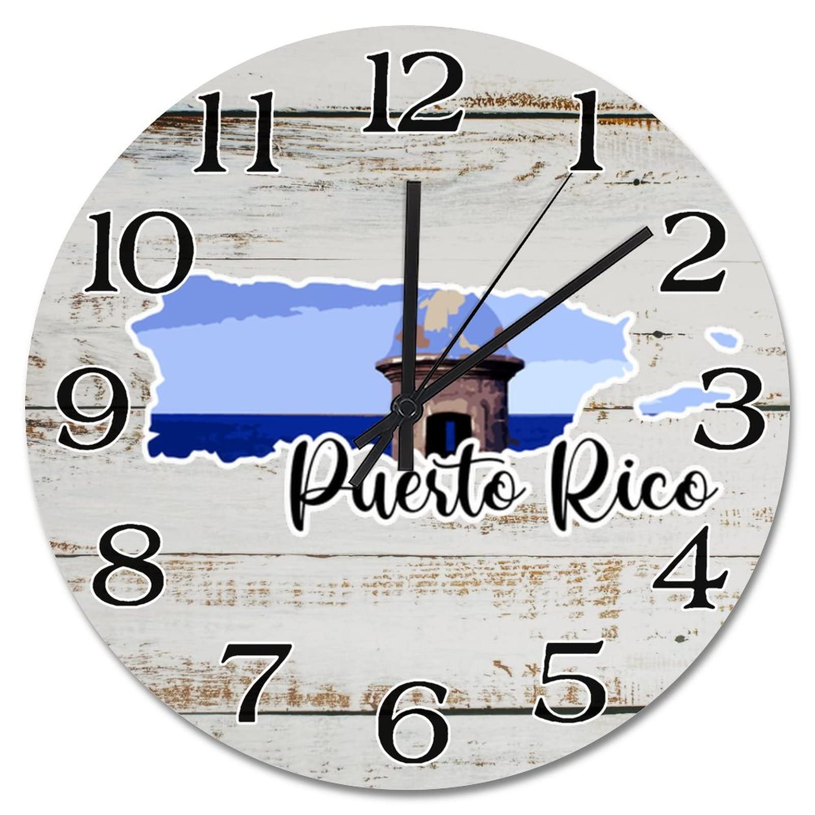 Horloge murale de voyage Carte de Puerto en bois 38 cm muette