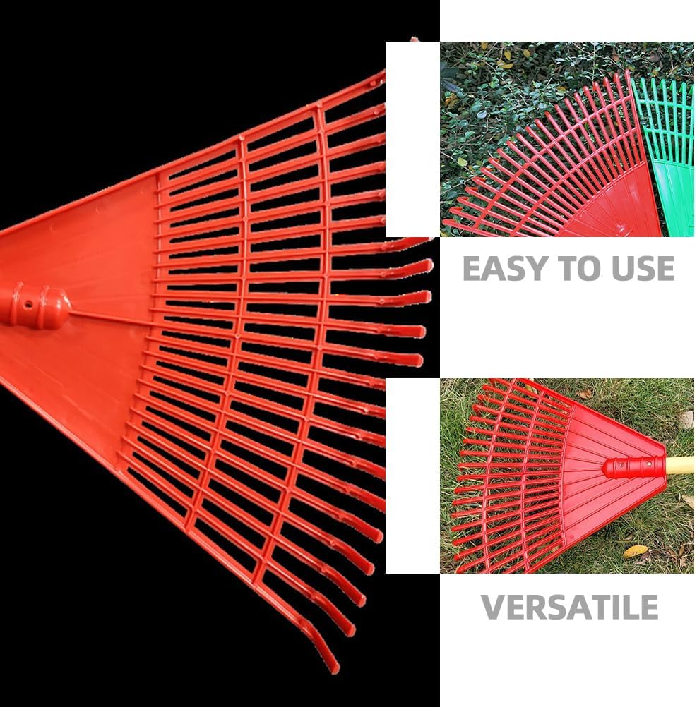 BESPORTBLE Plastic Rake Head with 21 Tines Garden Leaf Scoop Rake Shrub Rake Yard Lawn Grass Clean Rake Replacement Head Red