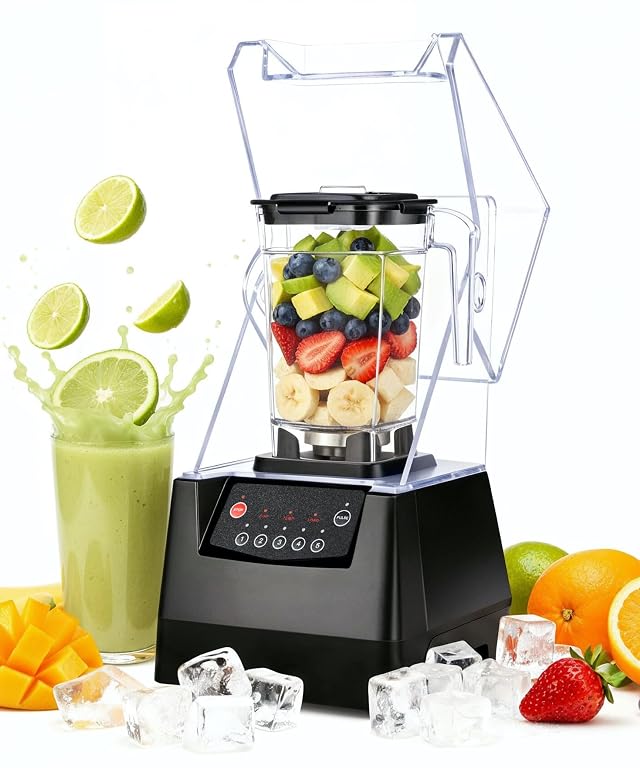 SYBO HS-210E Professional-Grade Commercial Blender With Quiet Shield Heavy-Duty 2HP High-Speed 48oz BPA-Free Jar Easy Cleaning Dishwasher-Safe for