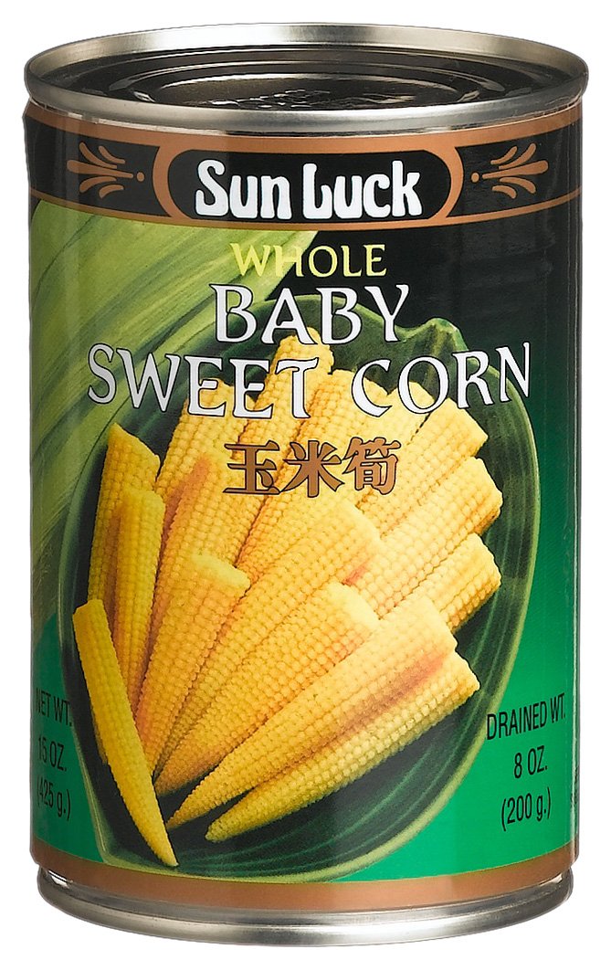Sun Luck Sweet Whole Baby Corn, 15-Ounce Containers (Pack of 6)