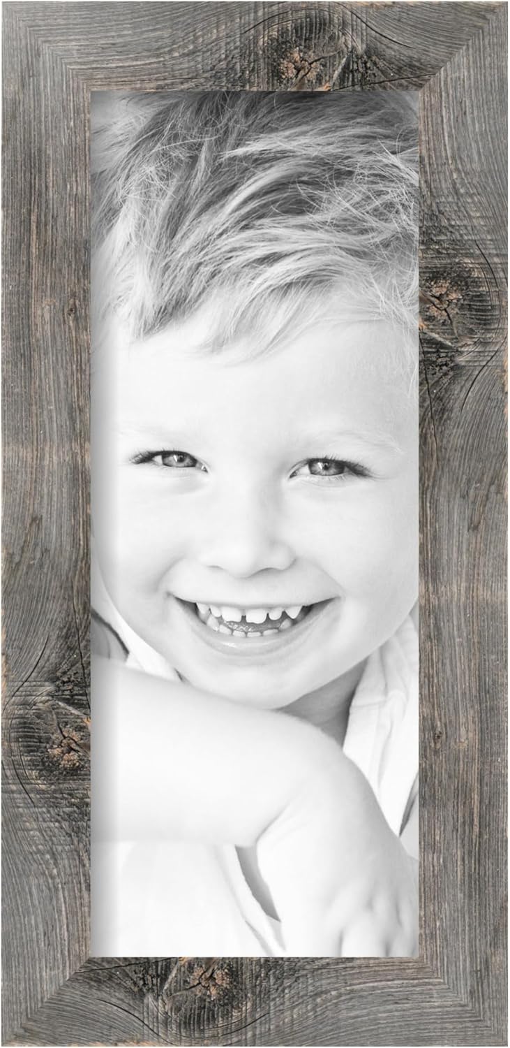 ArtToFrames 6x15 Inch Brown Picture Frame, This 1.50 Inch Custom Poster Frame is Winter White Barnwood 1.5 Inch - Comes with Regular Glass and Corrugated Backing (2WOMRFB-150-NAT-6x15)