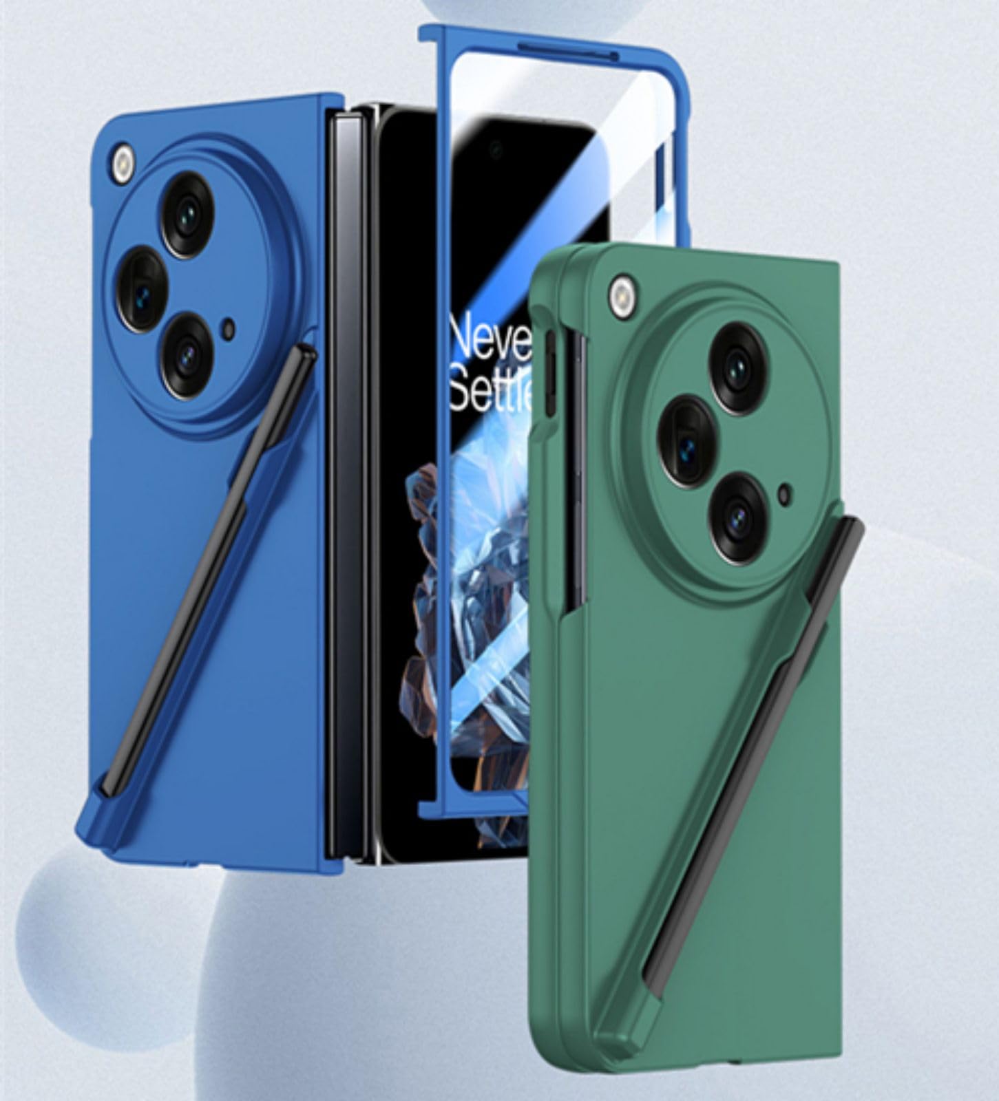 Coque pour OnePlus Open Boîtier + Stylo+ Verre Film,Pen Slot Slim Case Bumper Armor Case étui pour OnePlus Open/Oppo Find N3(2)