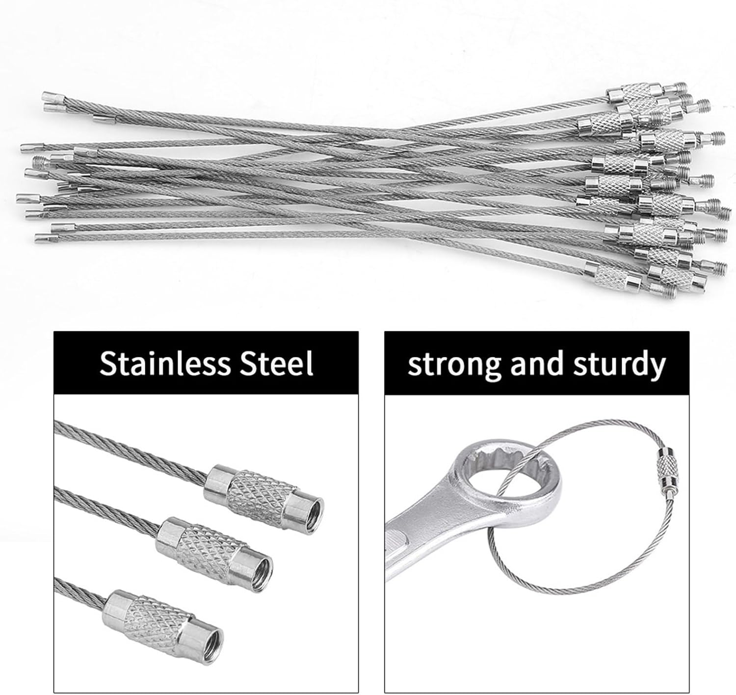 Zerodis Wire Key Chain, 20 Pack of Key Hooks Stainless Steel Wire Ring for Hanging Luggage Tag Keyrings