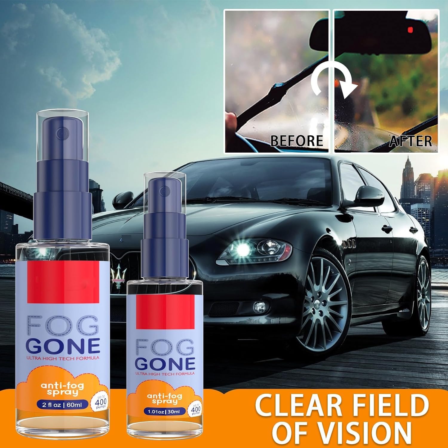 Spray anti-buée et renforcement du verre, spray anti-buée pour pare-brise de voiture, spray anti-buée pour lunettes de natation (3 pièces)