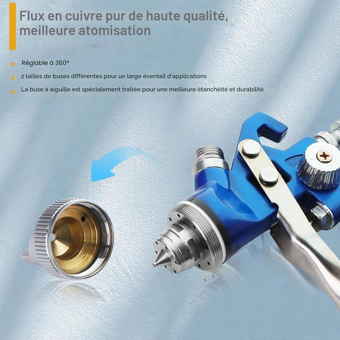 HVLP Kit de Pulvérisation de Peinture Pistolet à Peinture Pistolet à Peinture 0,8 mm 1,4 mm Buses Air Gravité Pistolet de Pulvérisation Kit avec 125 ml et 600 ml Outil de Pulvérisation de Peinture