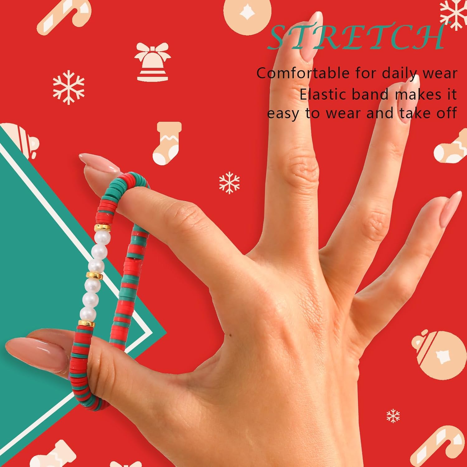 Friendship Bracelets Trendy Heishi Clay Bead Bracelets Stack Gold Beaded Stretch Bracelets for Women Boho Stackable Bracelets Bulk Cute Preppy Jewelry - Image 4