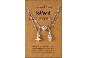 2Pcs Handmade Love Heart Dinosaur Couple Necklace