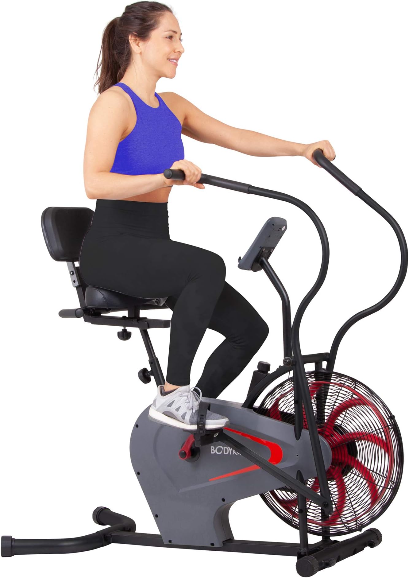 Body Rider BRF980, Upright Air Resistance Fan Bike with Curve-Crank Technology and Back Support