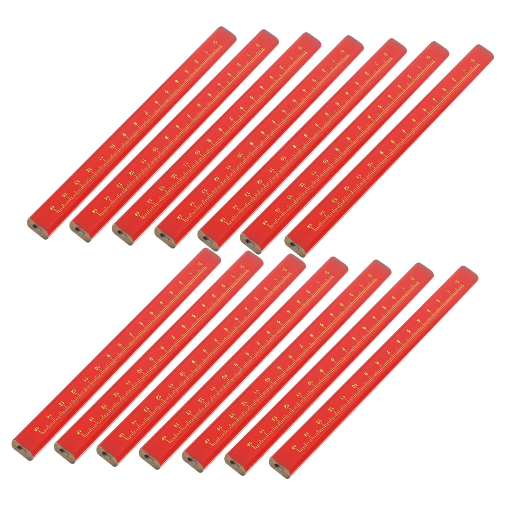 ABOOFAN 100 Piezas Lápices Marcadores para Carpintería Octogonales Anti-deslizantes con Núcleo Negro Ovalado y Regla Integrada para Tareas Precisas de Marcado Madera y Concreto