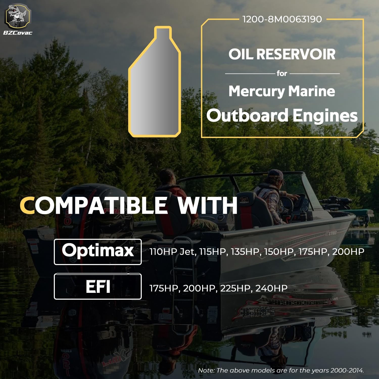 833069T9 Oil Tank for Mercury Optimax 110 / 115 / 135 / 150 / 175 / 200 / 225 / 240 HP EFI Engines (2000-2014) - 1200-8M0063190 Oil Reservoir for Sportjet Mariner Pro XS Series