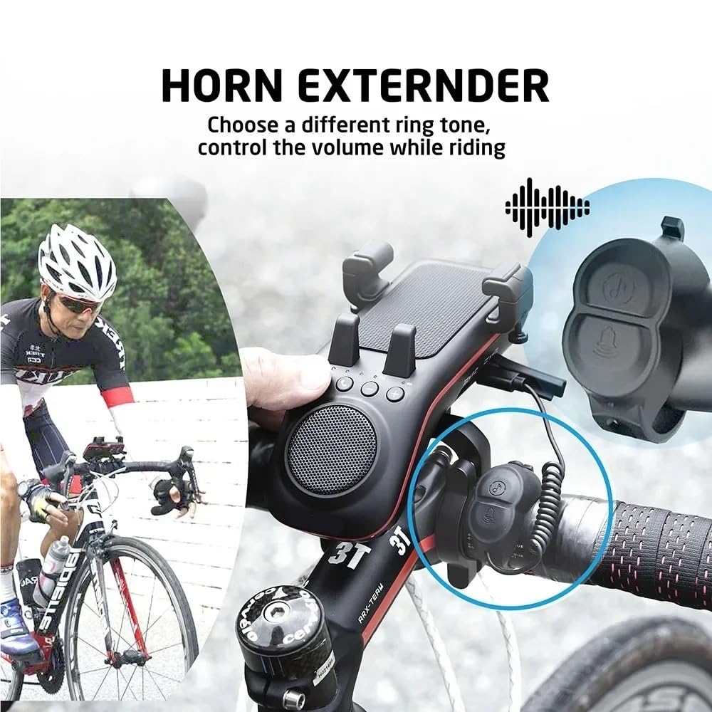 10 w 1 Lampa rowerowa 5000mAh Akumulatorowa lampa przednia Uchwyt na telefon rowerowy z głośnikiem Bluetooth Akcesoria do dzwonka rowerowego(Green)