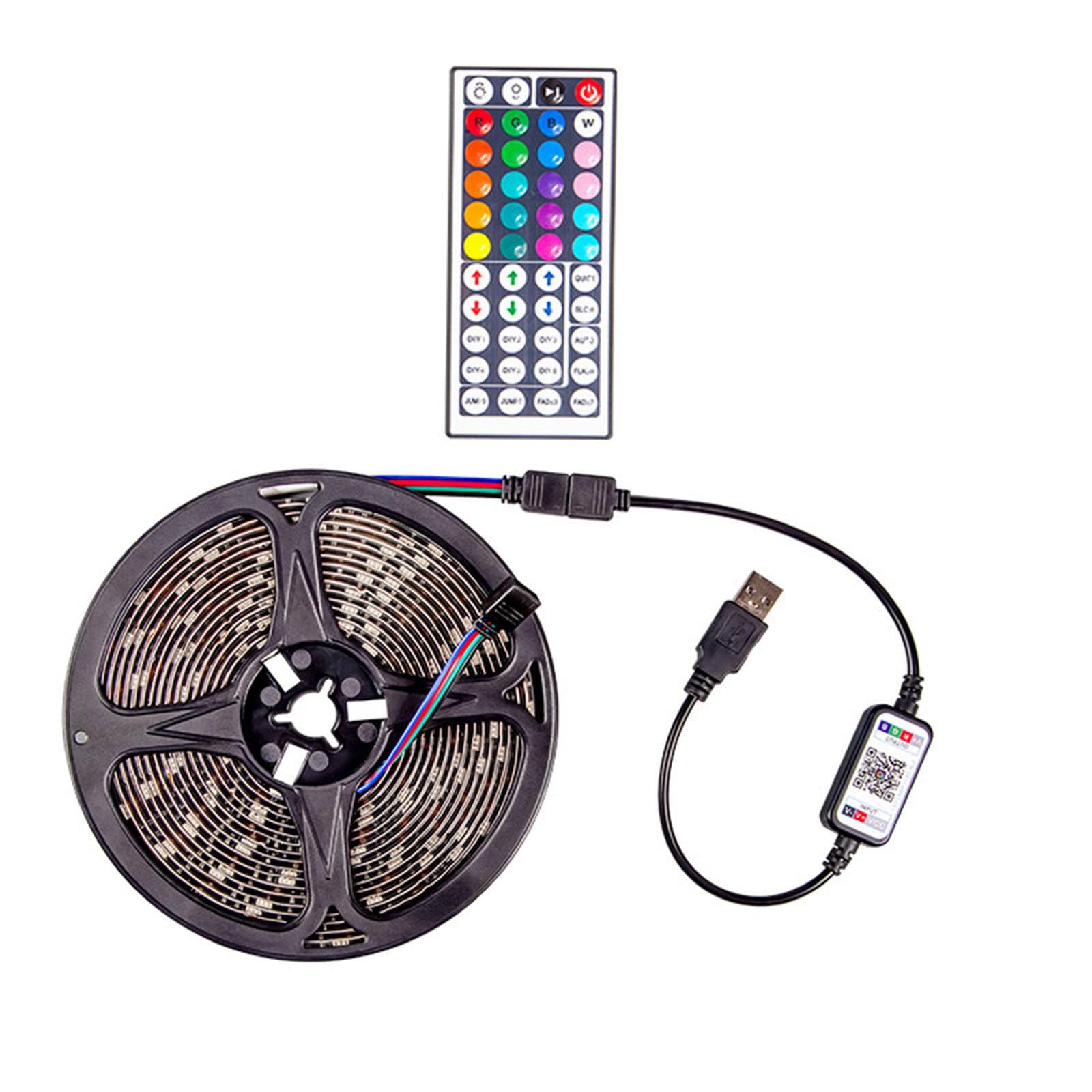 Tira de iluminación LED 5050, Control por aplicación Bluetooth para teléfono móvil, Tira de luz de Fondo de TV USB, Juego de Tira de Luces RGB Inteligente de 5V,3 * 5m