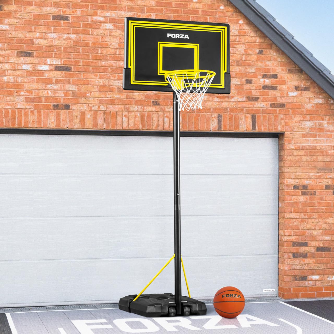 FORZA Adjustable Basketball Hoop and Stand Unit | Portable Height Adjustable Stand for Indoor and Outdoor Use - Basketball Net with Wheels (JS305 | Senior, Post, Basketball & Returner)