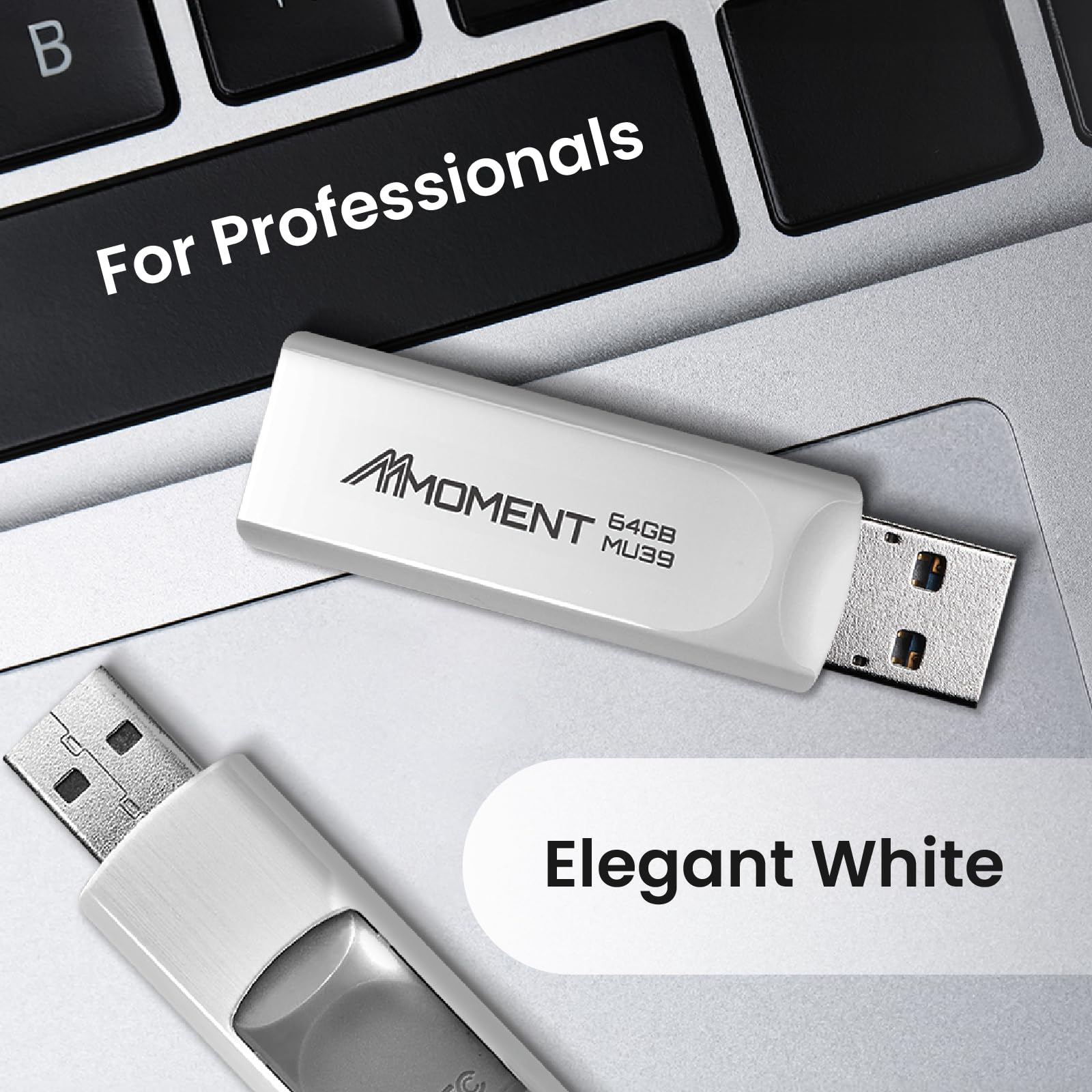 MMOMENT MU39 - Chiavetta USB 3.2 retrattile da 64 GB (10 pezzi), con connettore scorrevole, lettura fino a 100 MB/s, scrittura 30 MB/s – Plug & Play Memory Stick per PC, Mac, TV, auto