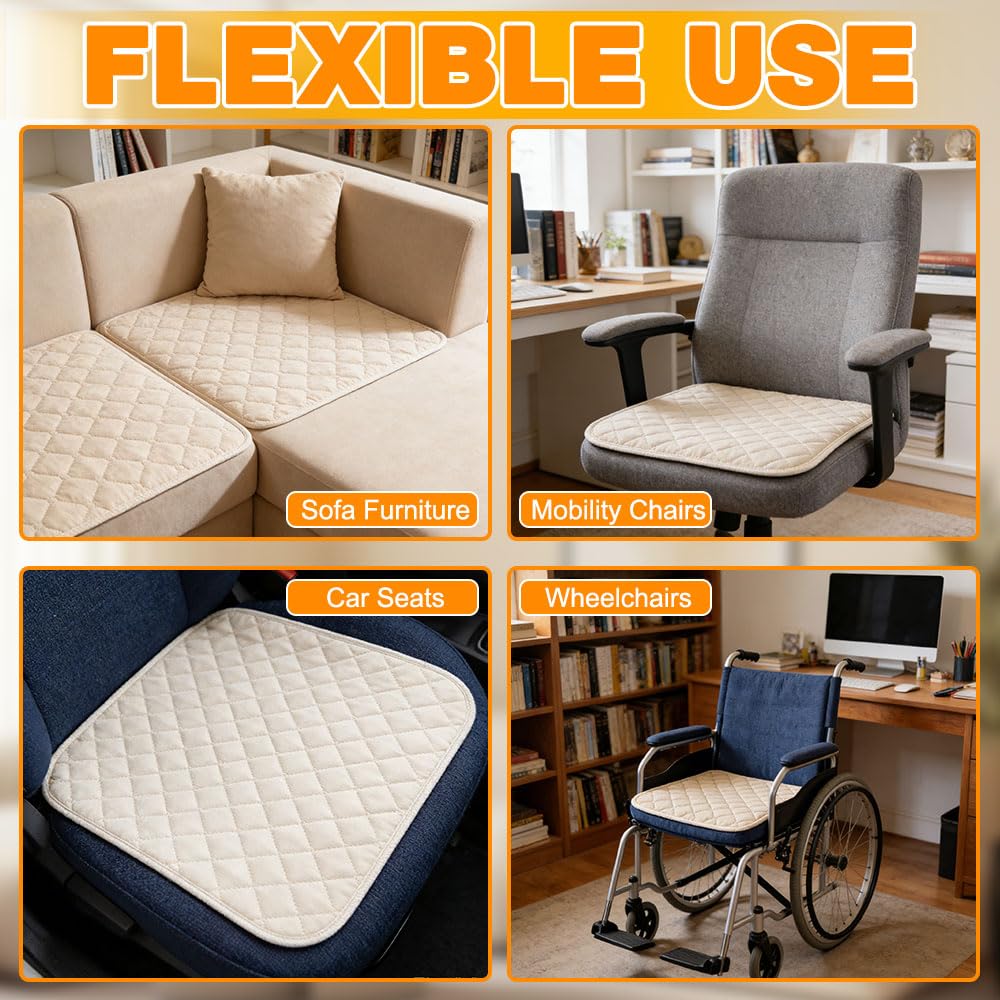 4 almohadillas para silla de incontinencia, reutilizables, impermeables, fundas de silla lavables, almohadilla de incontinencia antideslizante, protector de sofá impermeable para silla de