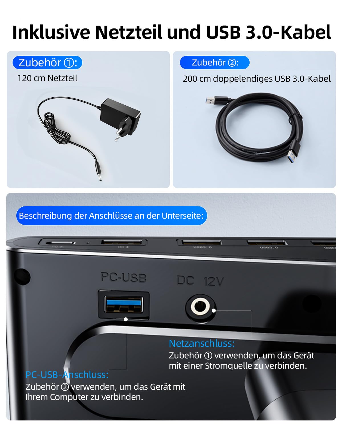 Monitorständer mit 6 USB C 3.0 Hub,HöHenverstellbar Monitor Erhöhung Schreibtisch Organizer Monitor Stand Riser mit Handyhalterung,Bildschirmerhöhung Ständer für Laptop,Computer,PC,Tv(Schwarz)