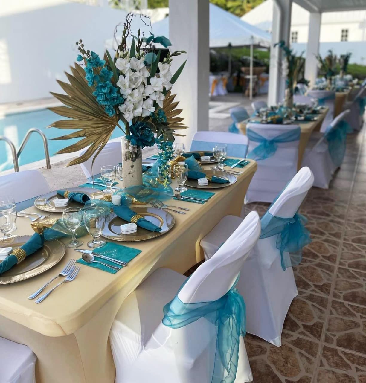 Stuhlschärpen aus Tüll, staubblau, Organza-Stuhlschleifen für Hochzeit, durchsichtige Stühle, Krawatten für Party, Bankett, Restaurant, Jahrestag, Weihnachten, Veranstaltungen, Dekorationen, 50 Stück
