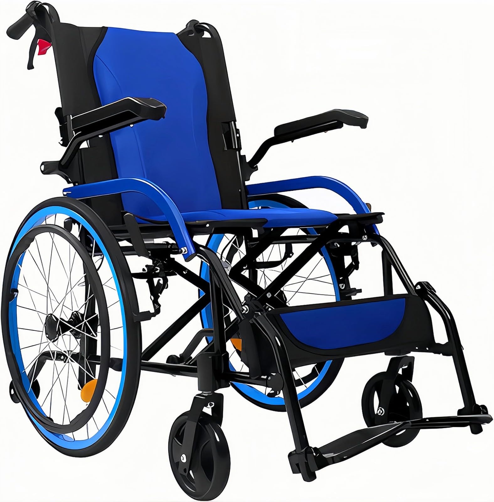 Silla de Ruedas Silla de Ruedas Activa de Aluminio Ligera y Plegable, Silla de Ruedas de Viaje Ultraligera, reposabrazos giratorios, 11 kg, para el hogar y de Viaje A