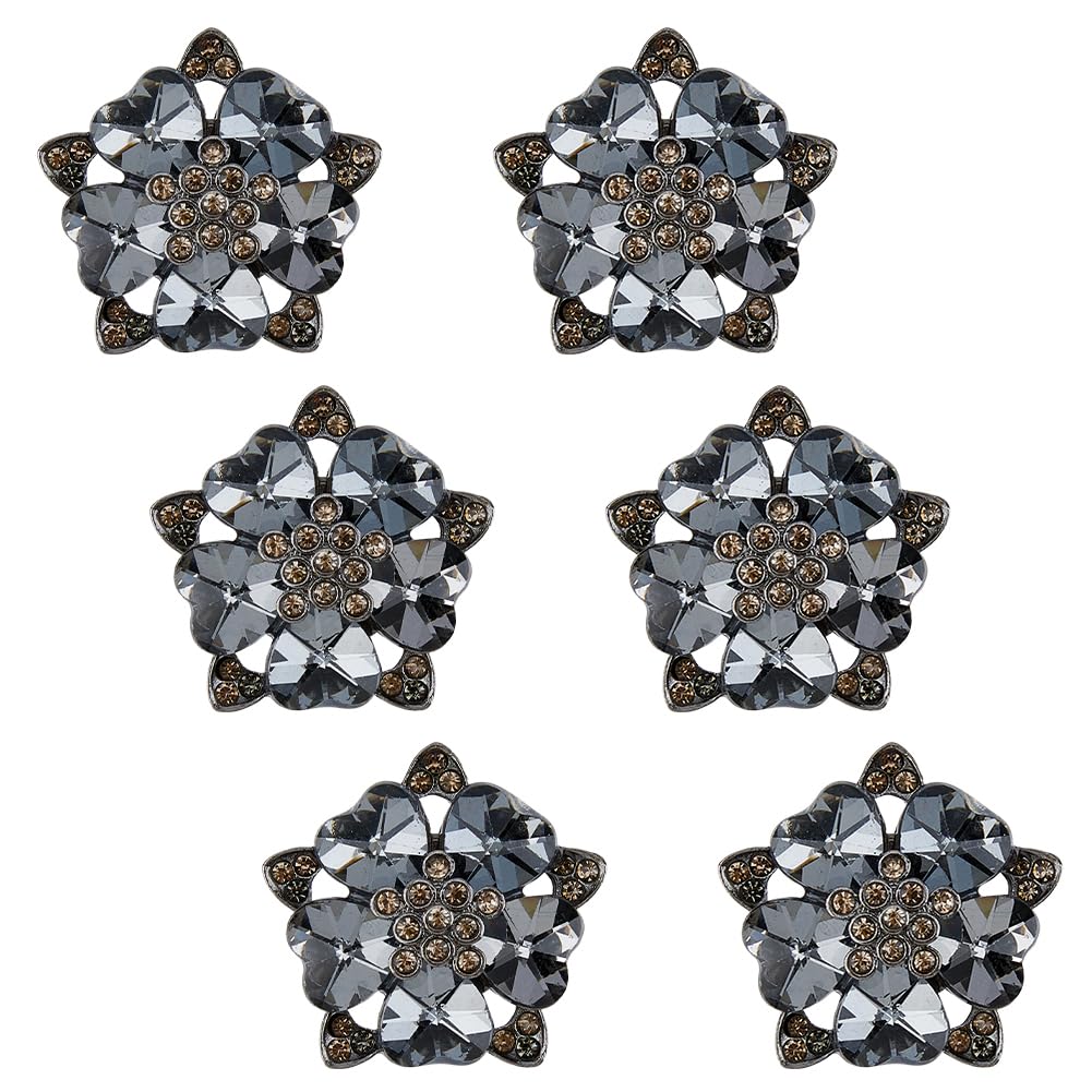 Boutons à coudre fleur en alliage avec strass à 1 trou pour une fixation solide et rapide