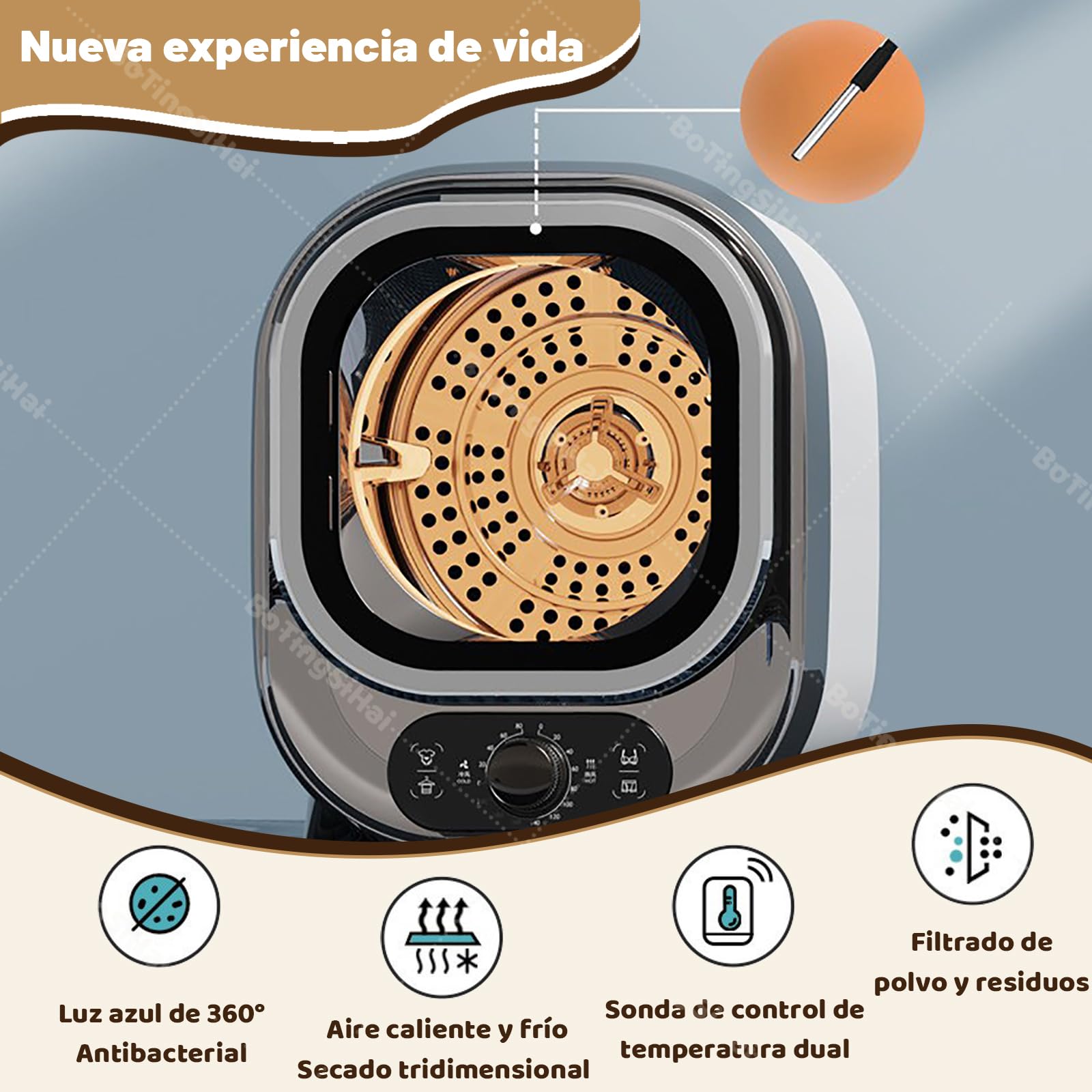 Secadora de Ropa Pequeña, Mini Secadora de Condensación Portátil de 0,8 kg, Secadora Compacta para Apartamentos, Montaje en Pared o Encimera(Pink)