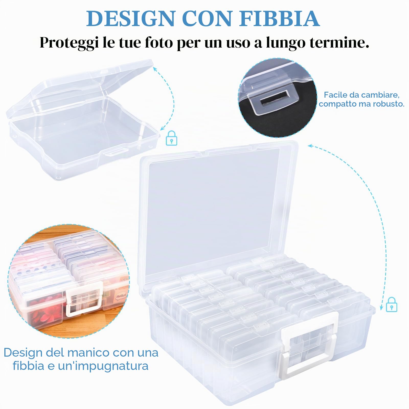 Scatola Porta Foto,16 Scatole Porta Foto Interne Trasparenti 17x11.5x3cm,Scatola Porta per Fotografie con Foglio di Etichette Adesive per Semi,Artigianato,Foto,Pezzi del Puzzle,Cartoline