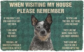 30*17inches Welcome Mats For Front Door Entry Please Remember Australian Cattle Dog'S House Rules Non Slip Rubber Mat For Home Indoor Farmhouse Funny Kitchen Rugs Patio Greeting Front Porch Rugs