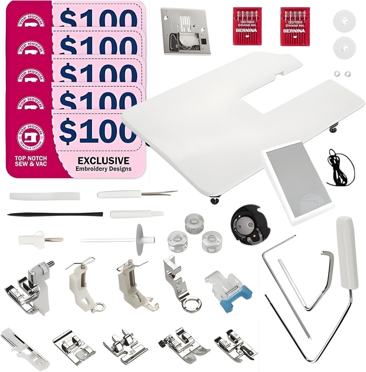 Bernette B79 Sewing Embroidery Machine Combo | Touchscreen LCD Display | Includes $500 Embroidery Kit | Quilting Presser Feet Bobbins Needle Threader LED Light