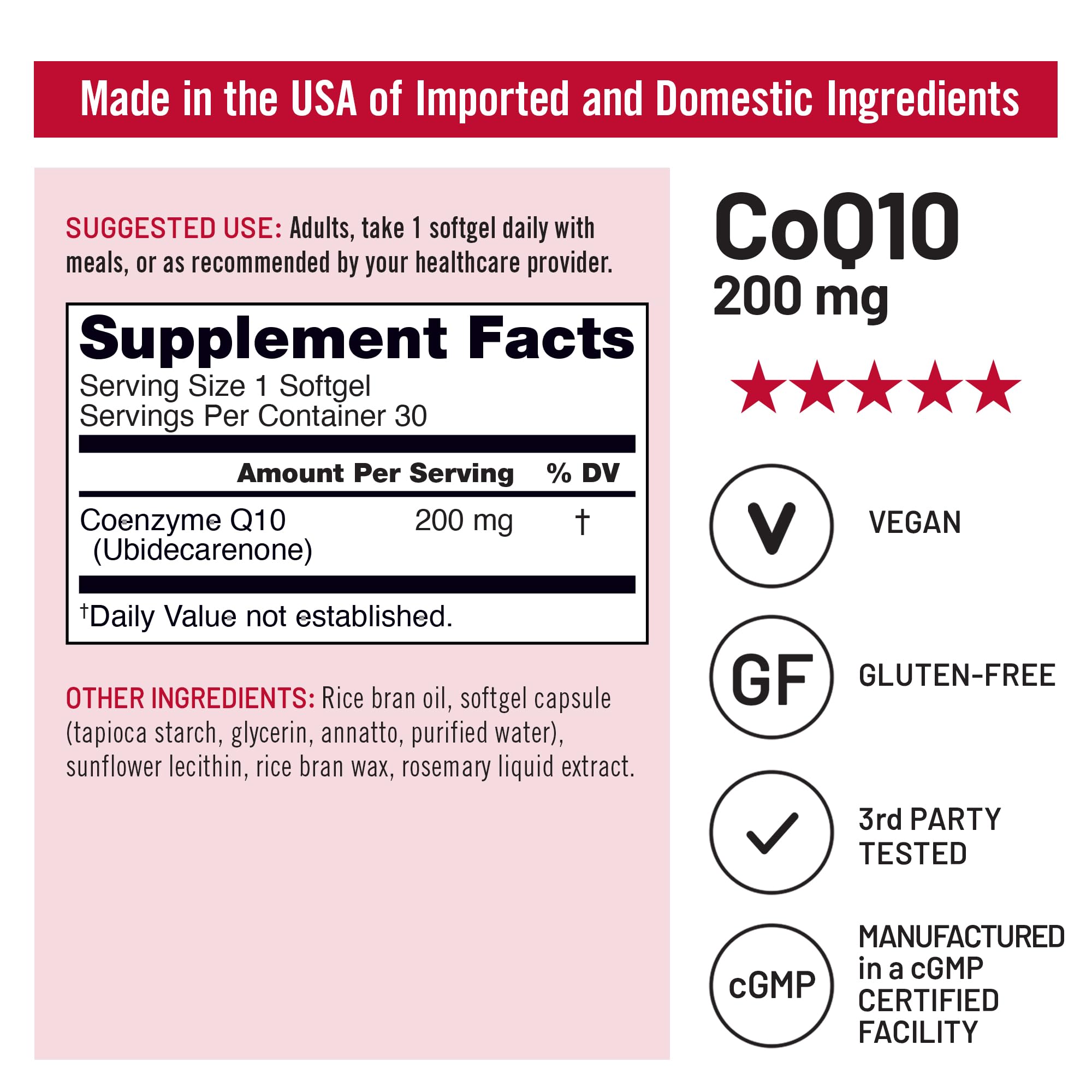 NatureWise CoQ10 200mg Softgels, High Potency Ubiquinone - Coenzyme Q10 Supplement - Antioxidant for Heart Health + Energy - Vegan, Non-GMO, Gluten-Free - 30 Count[1-Month Supply] — Amazon image 5