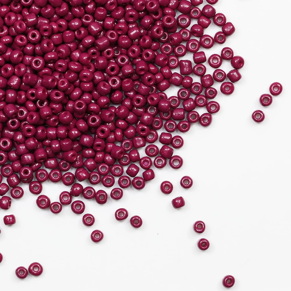 Fuchsia Beads Size 6/0 Crafts Glass Seed Beads 4mm for Jewelry Making (Total About 100g About 1200pcs)