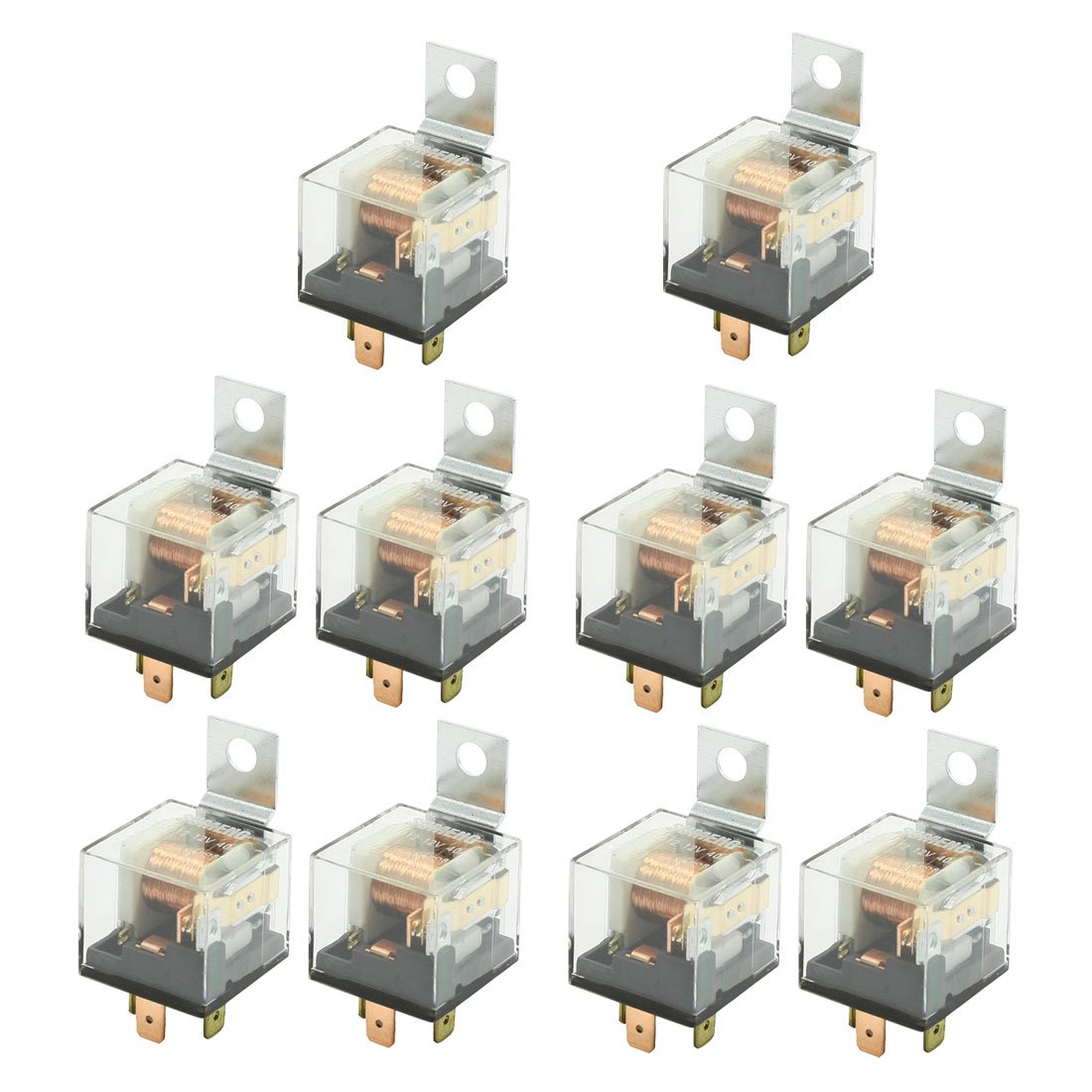 Relais de voiture DC 12V 40A avec connecteur mâle 4 broches SPST JD1912 en lot de 10