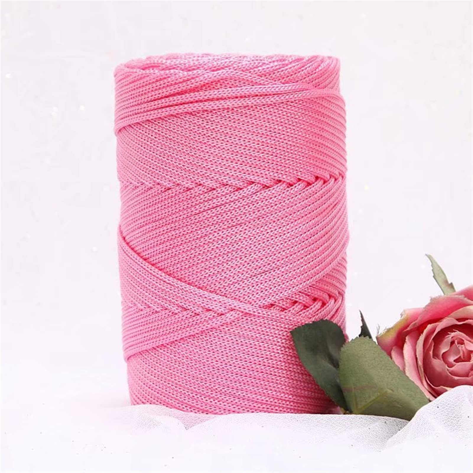 Hilos de Ganchillo de Punto Huecos Huecos de 3 mm de 200m / Roll for Bricolaje Bolso Bolso Canasta Chunky Trapillo Cordón de Nylon Hilo Redondo Redondo Cuerda Ovillos Lanas