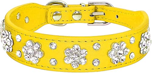 Miniatura 5 de Serijoars Collar de perro con diamantes de imitación, lindo collar de piel sintética con diamantes de imitación, collar de piel sintética, tallas