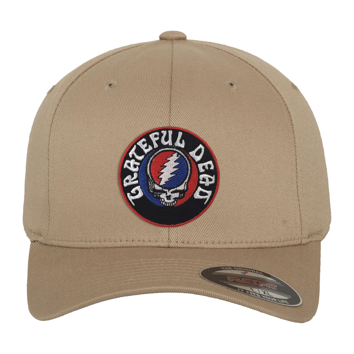 Grateful Dead Officially Licensed Patch Flexfit Baseball Cap (Khaki), Large/X-Large