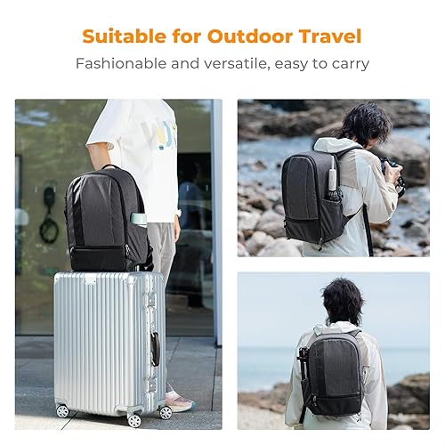 Miniatura 27 de K&F Concept Mochila profesional para cámara, bolsa de fotografía de gran tamaño, compatible con cámara DSLR, color gris