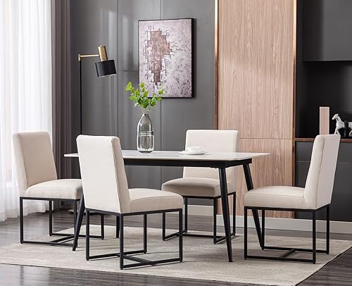 Miniatura 8 de Lei Yu Shunzhi - Juego de 2 sillas de comedor tapizadas con patas de marco de metal negro, modernas de mediados de siglo, laterales modernas, sin